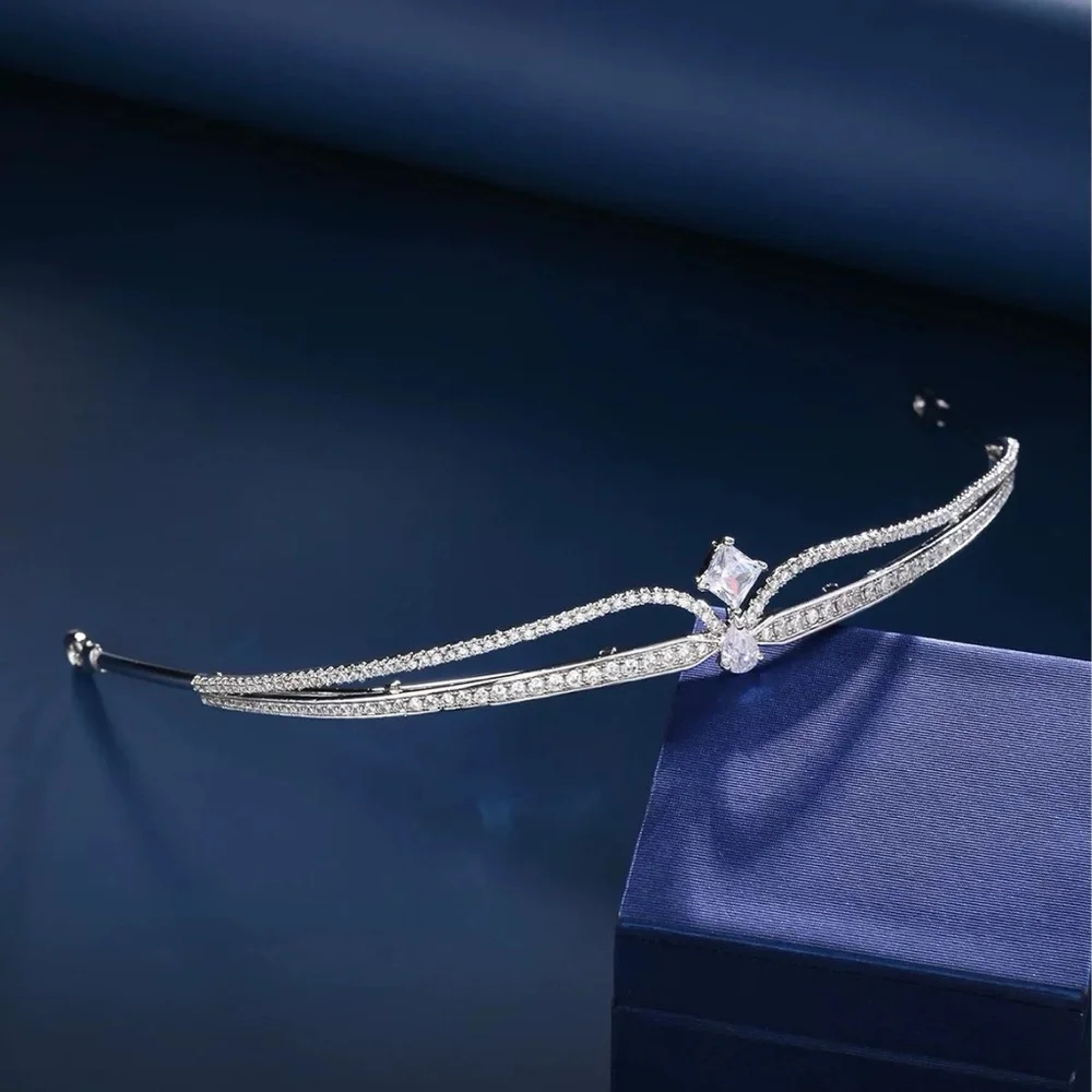 Crystal Bridal Tiara Headband - Silver Rhinestone Hair Accessory